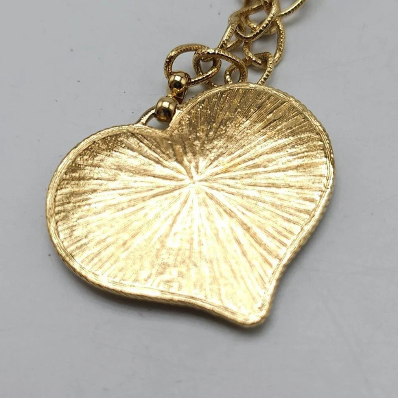 Avon 1987 Clear Rhinestone Quilted Fashion Heart Necklace 28" Earring Set - Picture 7 of 10